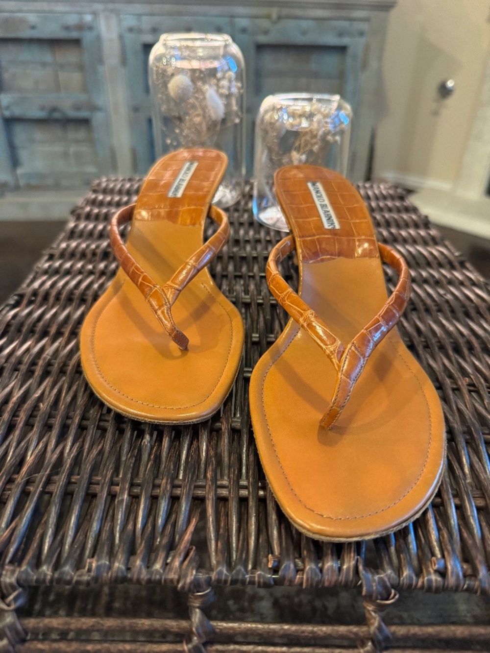Manolo Blanik Paterno Crocodile Sandal Size 9M / EU41  Rare - Picture 2 of 6